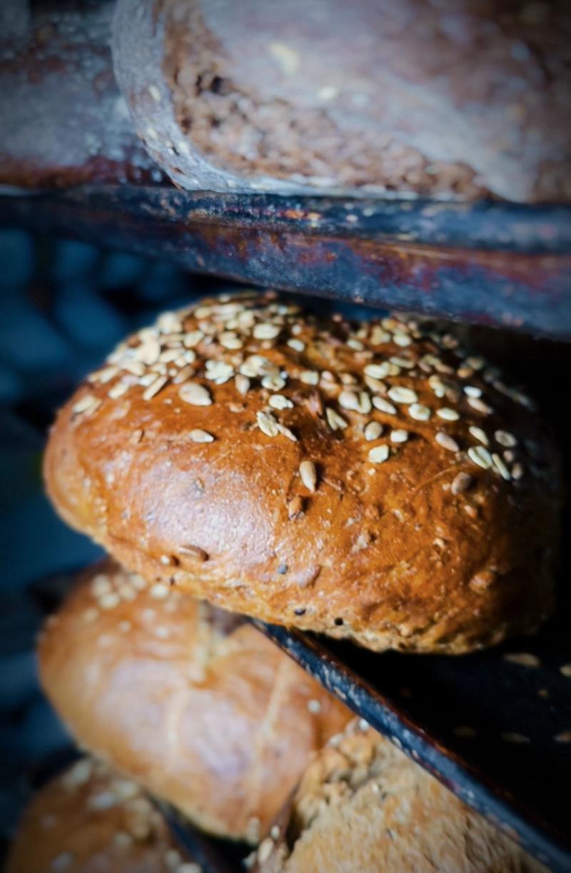 Seeded whole grain bread loaves