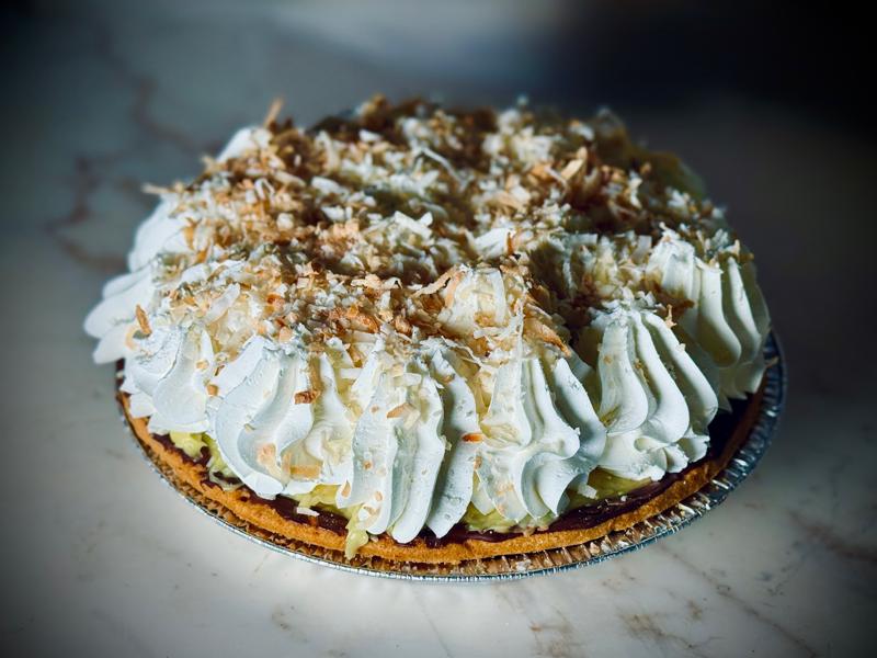 Coconut cream pie with whipped topping