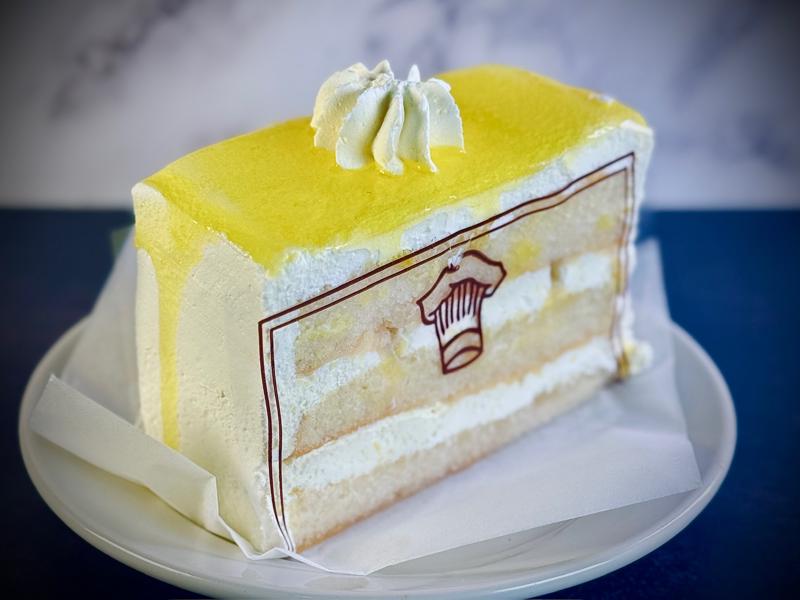 Classic yellow layer cake slice