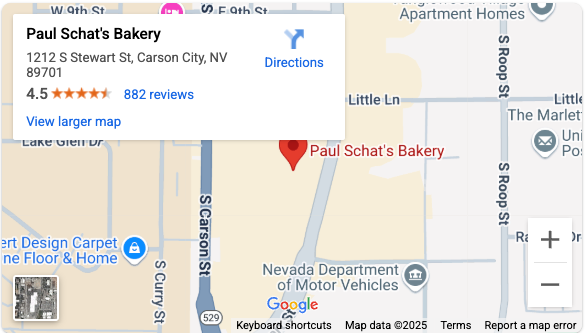 Map to Paul Schat's Bakery in Carson City, NV