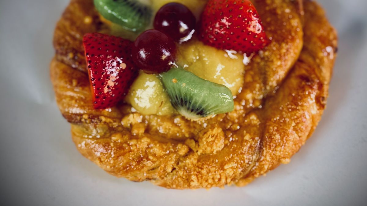 Fruit Danish pastries with flaky crusts