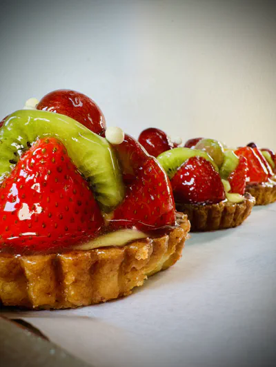 Beautiful fruit tarts with fresh seasonal fruits